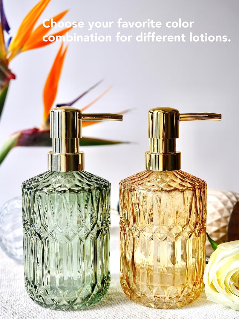 LaMarriti Clear Glass Soap Dispenser with Gold Rust Proof Pump, Refillable Thick Glass Kitchen Soap Dispenser, Lotion Dispenser Bathroom for Hands Soap, Dish Soap, Body Wash (Yellow Gold - Image 5