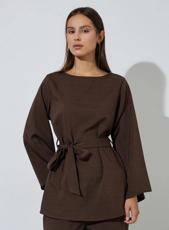 Styli Women Longline Top and Wide Leg Pants Co-Ords