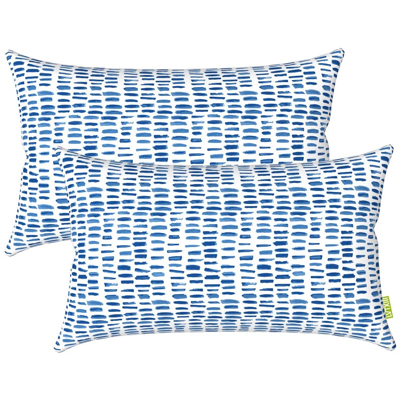 LVTXIII Outdoor Lumbar Pillow Covers ONLY Patio Decorative Fluffy FadeResistant Cushion Cases for Home Balcony and Garden 12x20 Inch Pack of 2 Pebble Blue