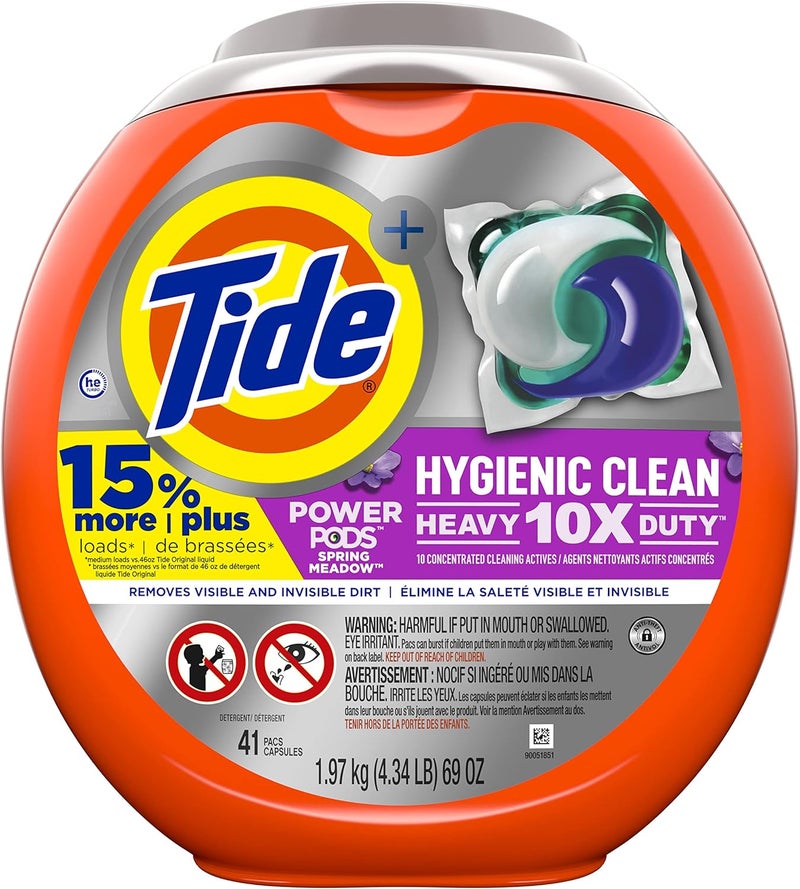 Hygienic Clean Heavy 10x Duty Power PODS Laundry Detergent Soap Pods, Spring Meadow, 41 count, For Visible and Invisible Dirt - Image 1