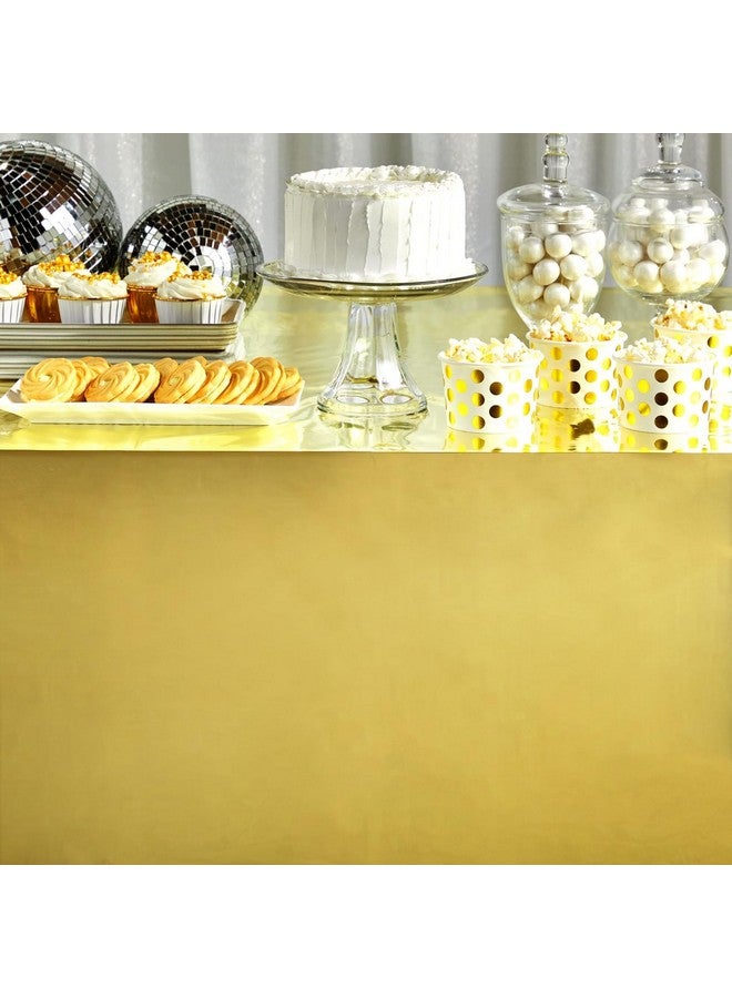 Juvale 3-Pack Gold Plastic Tablecloths - Disposable Party Table Cloths (54 x 108 in Birthday Tablecloth) Rectangular Table Covers for Party - Image 3