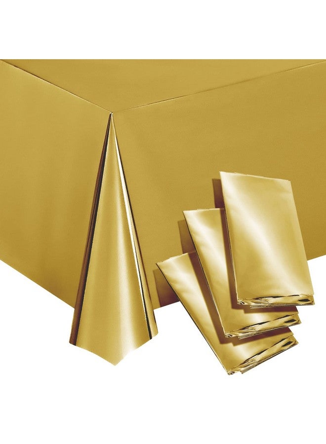 Juvale 3-Pack Gold Plastic Tablecloths - Disposable Party Table Cloths (54 x 108 in Birthday Tablecloth) Rectangular Table Covers for Party - Image 1