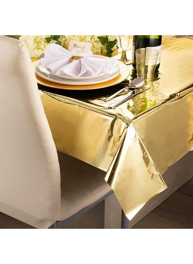 Juvale 3-Pack Gold Plastic Tablecloths - Disposable Party Table Cloths (54 x 108 in Birthday Tablecloth) Rectangular Table Covers for Party - Image 5