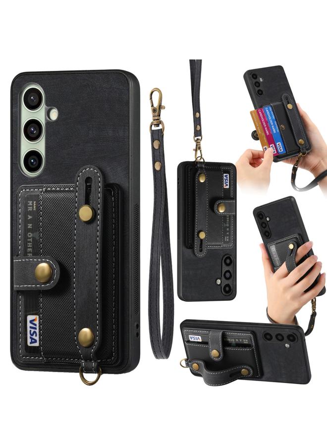 erorex Case For Samsung Galaxy A56 5G Retro Cross Wristband Wallet Leather Back Phone Case - Image 1
