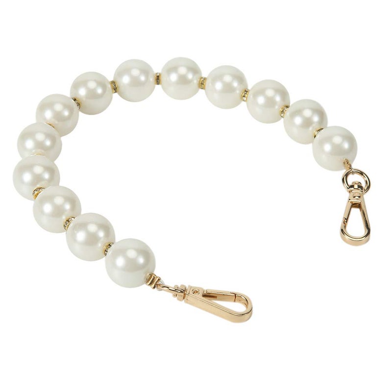 Xiazw Elegant Bead Pearl Handle Strap Chain Charms Accessory for Women HandbagPurseClutch Gold