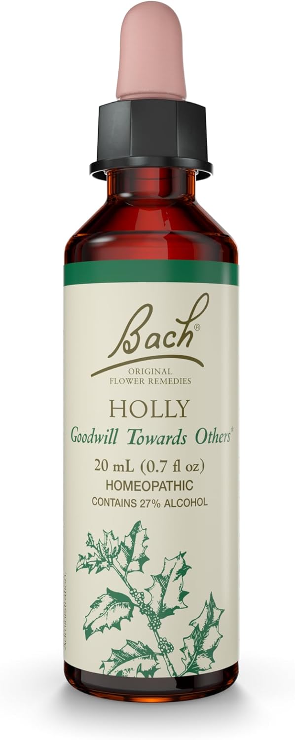 Bach Bach Original Flower Remedies, Holly - Goodwill Towards Others - Natural Homeopathic Flower Essence for Emotional Balance - Vegan, Gluten Free, Sugar Free - 20mL Dropper 