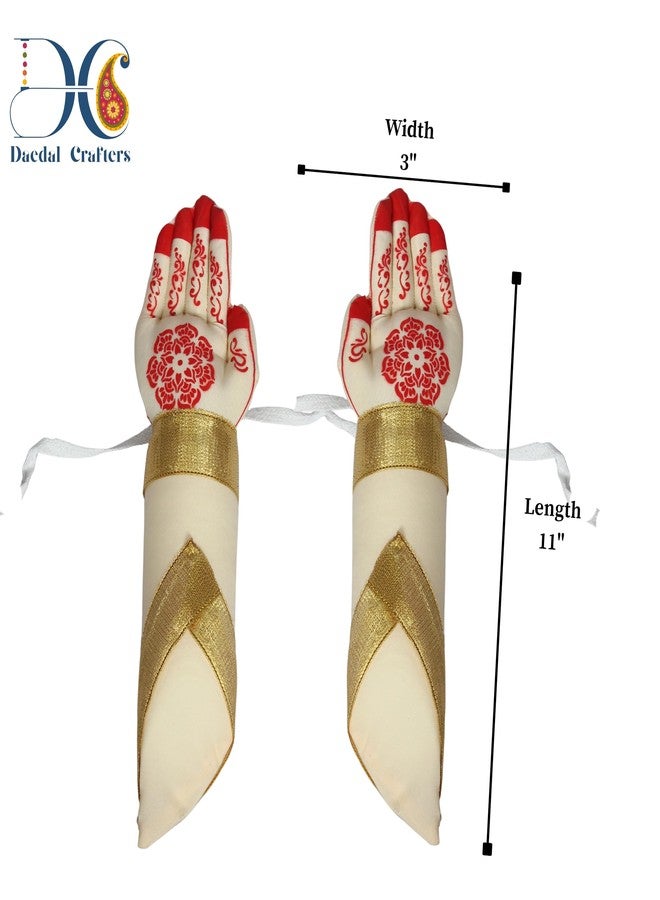 Daedal crafters أيدي Daedal crafters لتزيين الآلهة، أيدي Varalakshmi Devi لديكور Pooja، أيدي قماش قطني قابلة لإعادة الاستخدام لدمية Gowri لمهرجان Varalakshmi Pooja (27 × 7 سم) - Image 3