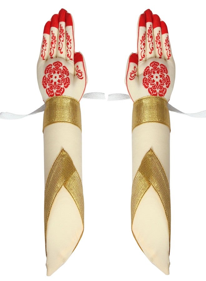Daedal crafters أيدي Daedal crafters لتزيين الآلهة، أيدي Varalakshmi Devi لديكور Pooja، أيدي قماش قطني قابلة لإعادة الاستخدام لدمية Gowri لمهرجان Varalakshmi Pooja (27 × 7 سم) - Image 1