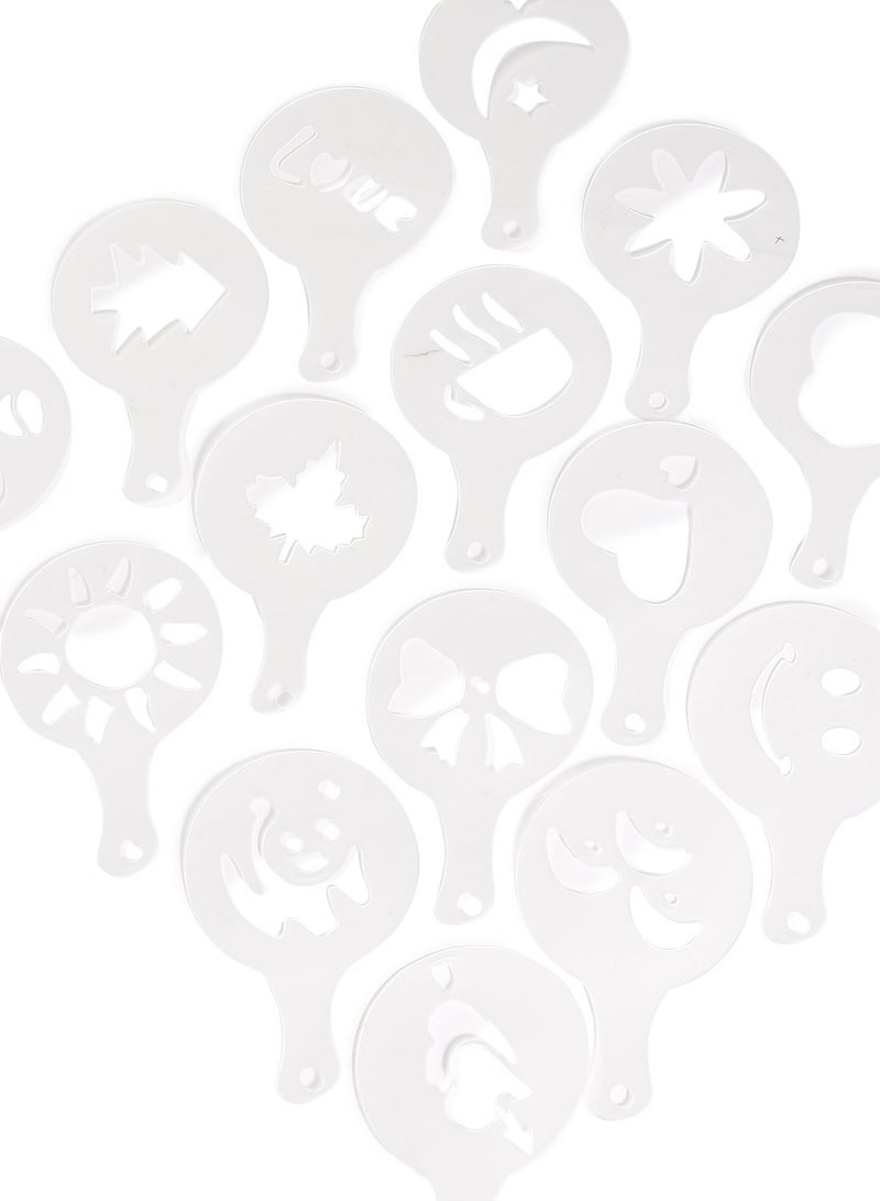 16-Piece Coffee Art Stencil Set Silver - Image 2