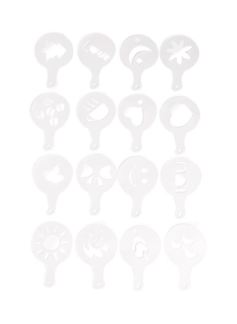 16-Piece Coffee Art Stencil Set Silver - Image 1