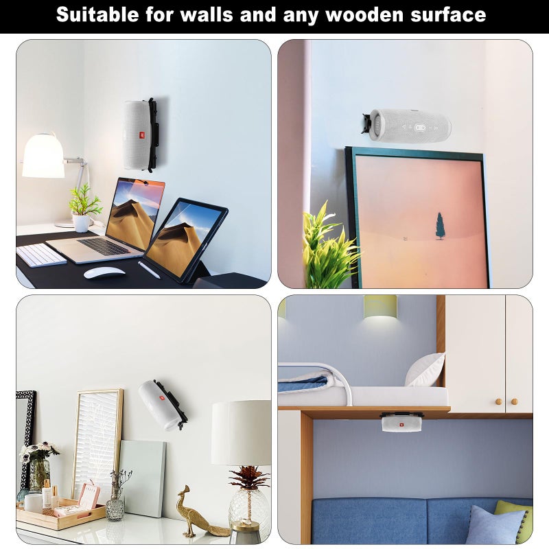 TXEsign Speaker Mount Wall Ceiling Mount for JBL Charge 4/Charge 5/Flip 6/Flip 5, Wall Bracket Metal Holder for Speaker from 6.85 to 9.2 inches (Black) - Image 2