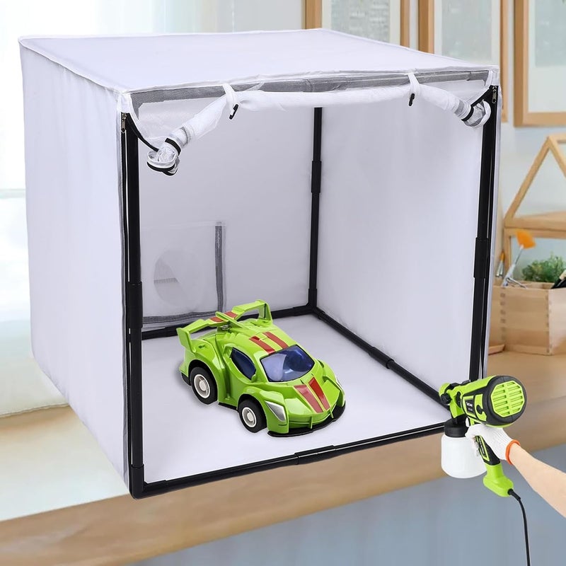 SENECESLI Portable Spray Paint Booth Tent with Filter & Mesh Curtain, Mobile Detachable Painting Tent for Garage Studio Yard, 75x75x75cm - Image 5
