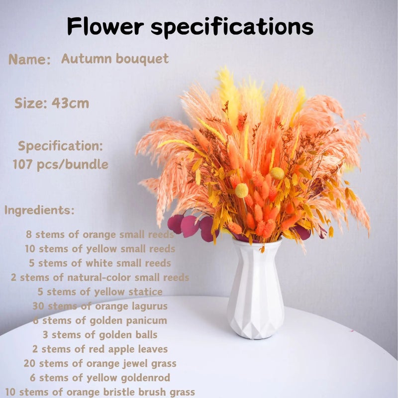 Bluejw Mixed Dried Flower Bouquet - Natural Dried Plants for Mother's Day, Wedding, Christmas Decor, Cafe & Garden Party - Image 1