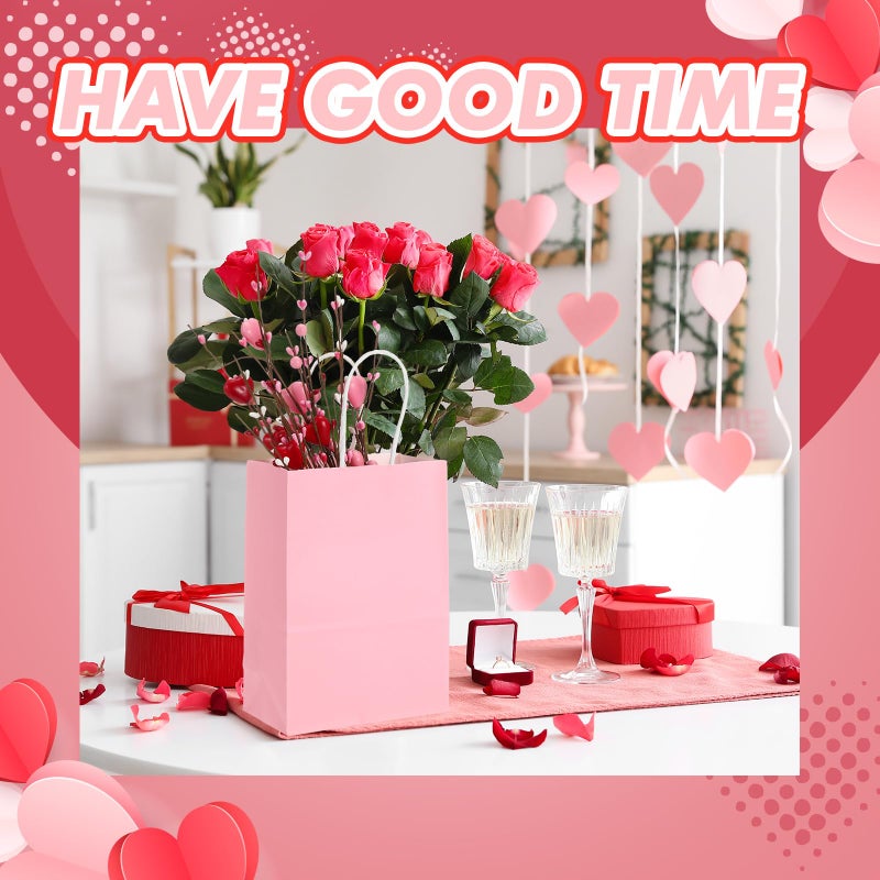 Chivertion 48 Pcs Valentine Red Pink Paper Gift Bags Bulk with Handles, 8.27 x 5.91 x 3.15 Inches Small Party Favor Bags Goodies Bag for Valentine's Day, Wedding, Birthdays, Small Business, Shopping - Image 5