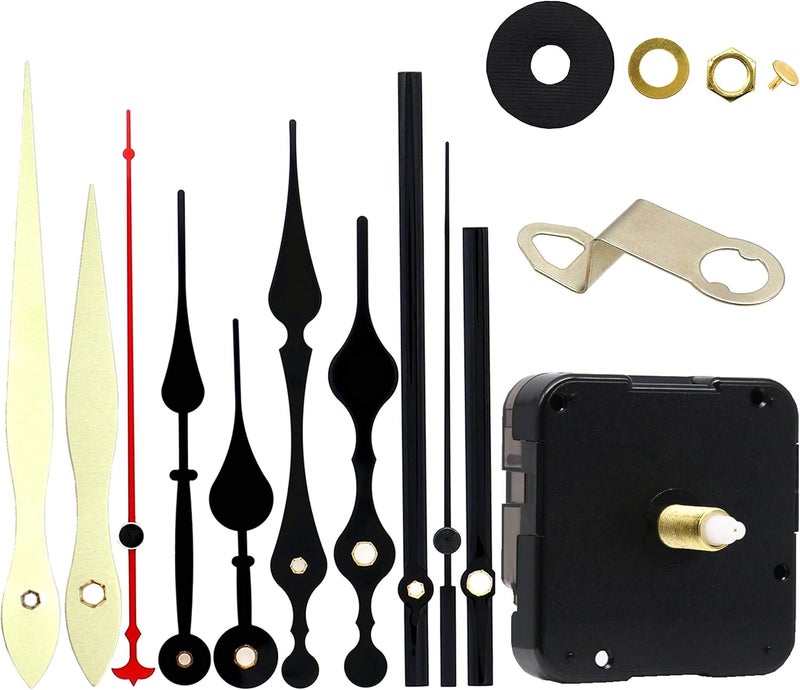 TIKROUND 12888 Quartz DIY Wall Clock Movement Mechanism Repair Parts Replacement Kit Sweep Silent Movement,13mm (1/2 Inch) Maximum Dial Thickness, 23mm (29/32 Inch) Total Shaft Length.(Black Hand) - Image 1