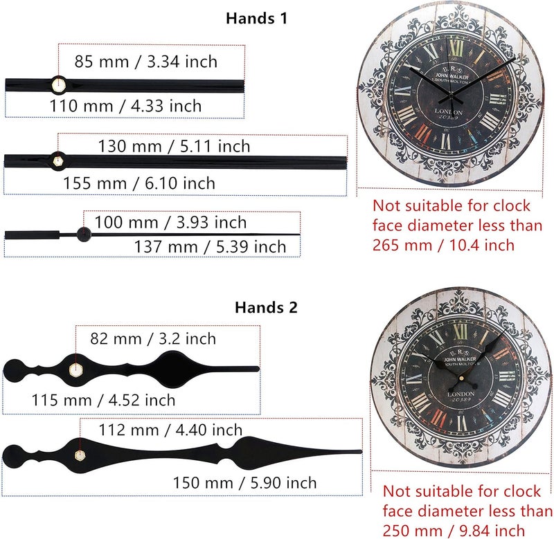 TIKROUND 12888 Quartz DIY Wall Clock Movement Mechanism Repair Parts Replacement Kit Sweep Silent Movement,13mm (1/2 Inch) Maximum Dial Thickness, 23mm (29/32 Inch) Total Shaft Length.(Black Hand) - Image 4