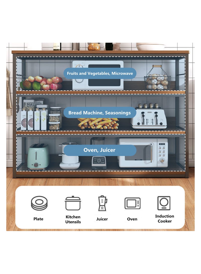 هيكسدريم رف تخزين، رف فرن من 4 طبقات، خزانة مطبخ مقاس 120 × 30 × 120 سم، رف الكتب، خزائن كتب غرفة المعيشة، مناسبة للممر، الأريكة، غرفة المعيشة، المطبخ، غرفة النوم - Image 3