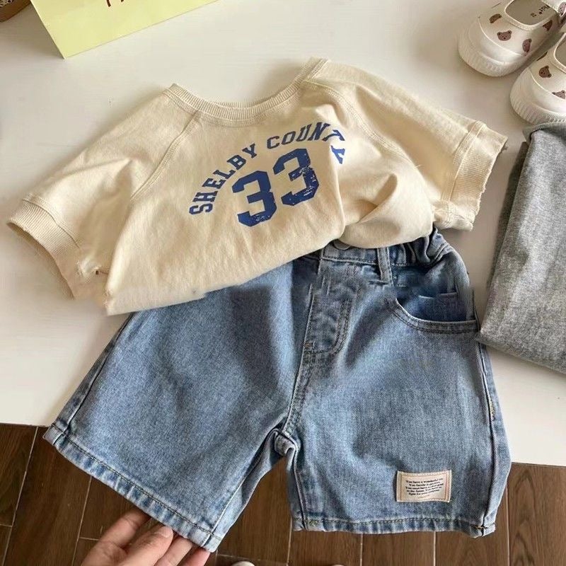 Korean Kidsren'S Clothing 2025 Boys' Casual Pants Kidsren'S Denim Shorts Girls' Loose And Versatile Pants - Image 2