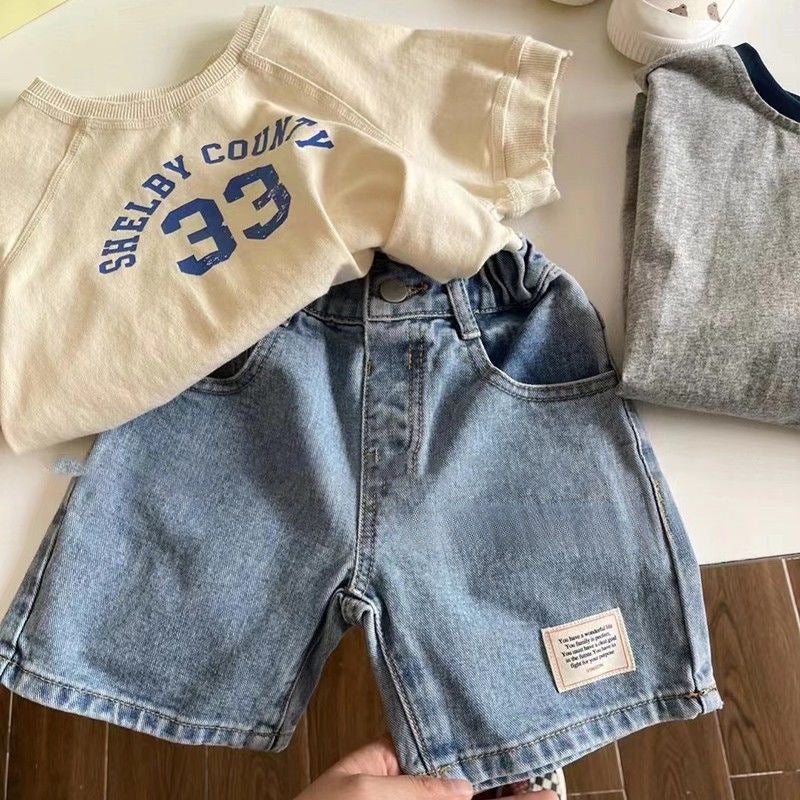 Korean Kidsren'S Clothing 2025 Boys' Casual Pants Kidsren'S Denim Shorts Girls' Loose And Versatile Pants - Image 5