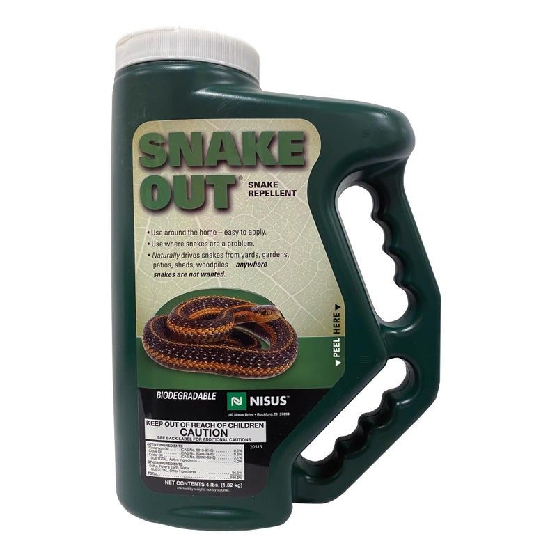 Nisus Snake Out Snake Repellent, Biodegradable, Safe for Pets and Children, Easy Application for Yards, Gardens, and Sheds, 4 lbs - Image 1