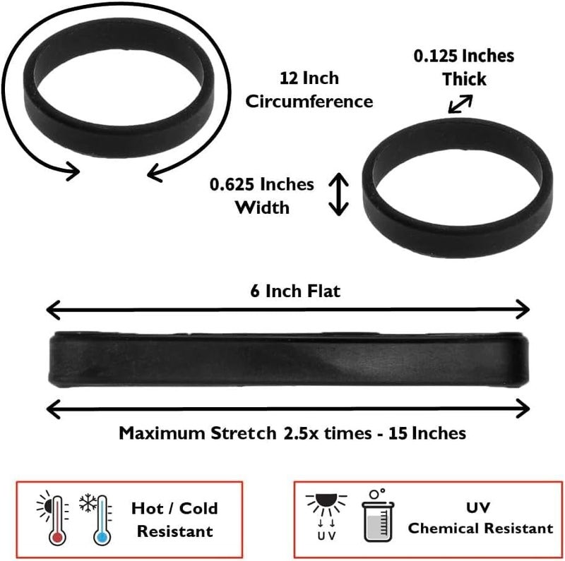 GRIFITI Band Joes 6" X .75" Silicone Rubber Bands 12" Circumference, 3.82" Diameter 5 Pack Durable Cooking Grade Folders Hot, Cold Uv Weather Resistant Large Duty Strong Elastic Big Rubberbands - Image 3