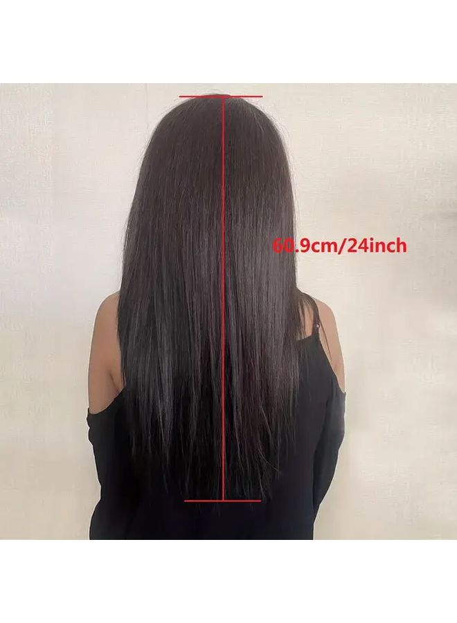 Women Synthetic 24 Inch Long Straight Lace Front Wig With T Part For All Occasions - Image 4