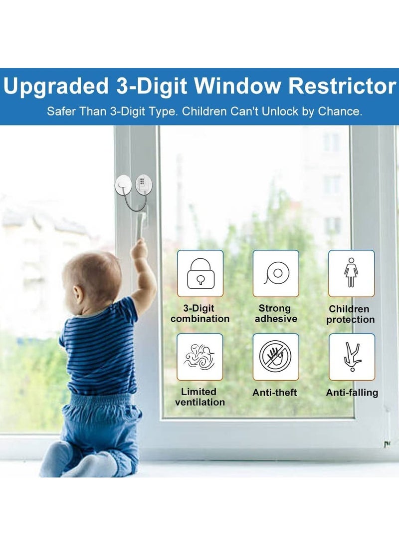 Window Safety Locks Self Adhesive Window Restrictors for UPVC No Drilling Window Locks Child Safety Pet Window Restrictor Kids Window Safety Restrictors Password for Childproof White 1 Pack - Image 2
