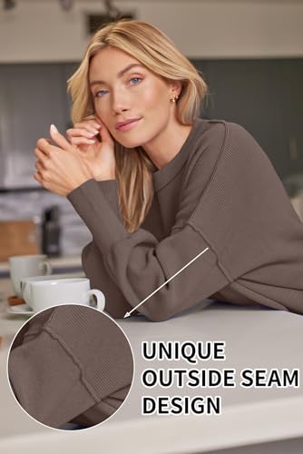 LILLUSORY Oversized Sweaters for Women 2025 Fall Fashion Outfits Trendy Crewneck Knit Cute Lightweight Sweater Pullover Tops Long Sleeve Shirts Winter Clothes Nutmeg S - Image 4