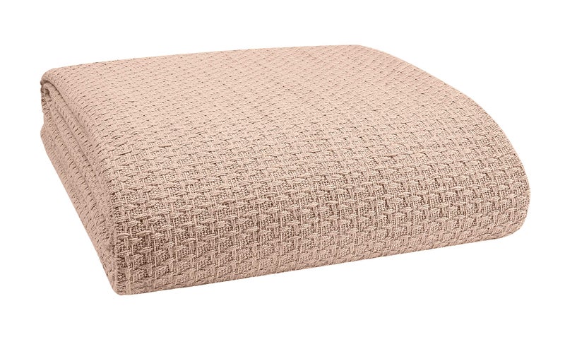 Belizzi Home 100% Cotton Bed Blanket, Breathable Bed Blanket King Size, Cotton Thermal Blankets King, Perfect for Layering Any Bed for All Season, Beige - Image 1