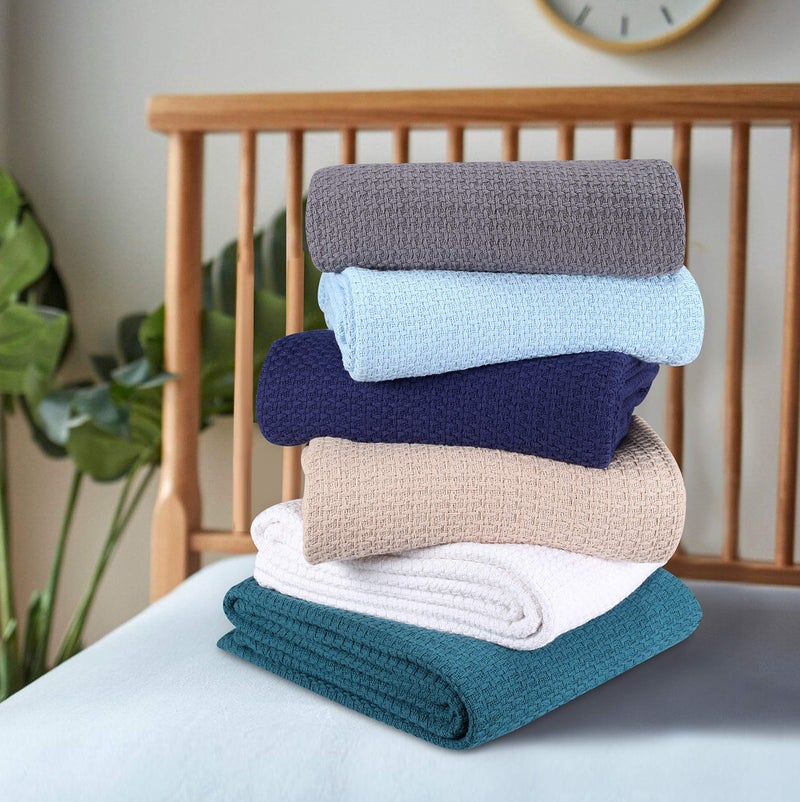 Belizzi Home 100% Cotton Bed Blanket, Breathable Bed Blanket King Size, Cotton Thermal Blankets King, Perfect for Layering Any Bed for All Season, Beige - Image 5