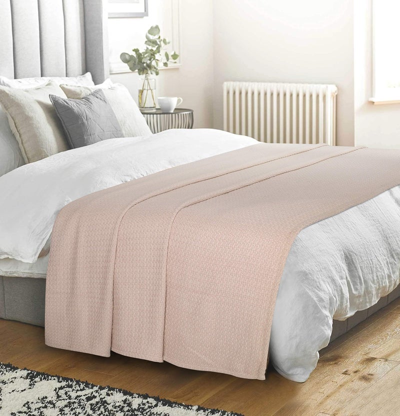 Belizzi Home 100% Cotton Bed Blanket, Breathable Bed Blanket King Size, Cotton Thermal Blankets King, Perfect for Layering Any Bed for All Season, Beige - Image 4