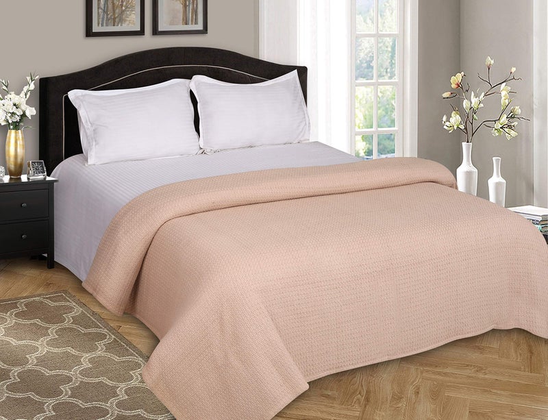 Belizzi Home 100% Cotton Bed Blanket, Breathable Bed Blanket King Size, Cotton Thermal Blankets King, Perfect for Layering Any Bed for All Season, Beige - Image 3