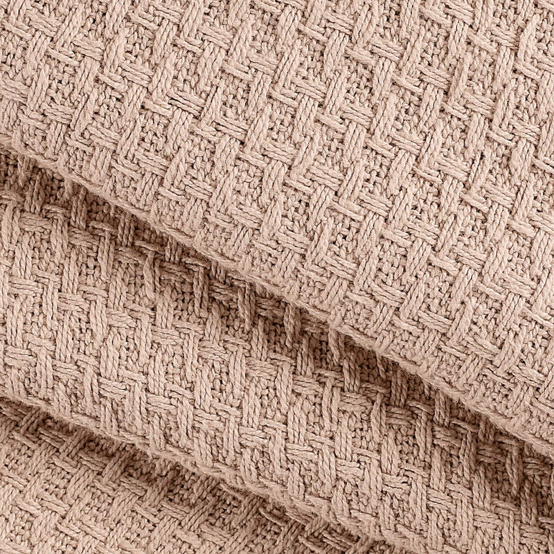 Belizzi Home 100% Cotton Bed Blanket, Breathable Bed Blanket King Size, Cotton Thermal Blankets King, Perfect for Layering Any Bed for All Season, Beige - Image 2