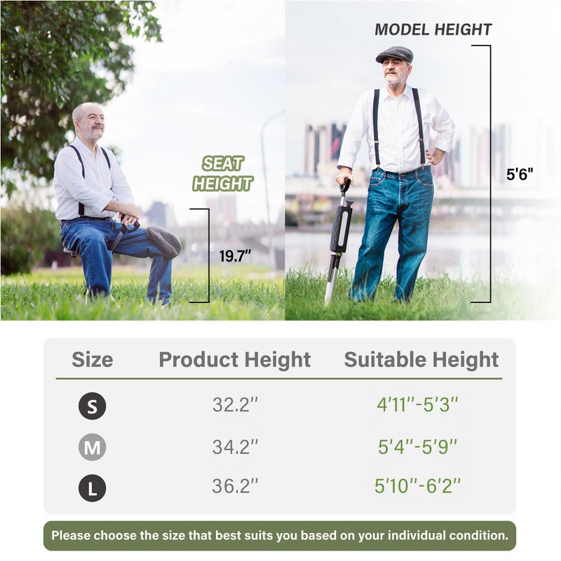 STEP2GOLD Ta-Da Chair Series 2- Portable Walking Stick, Cane with Seat, Foldable Chair, Hiking Stick, for Camping, Hiking, Lightweight Aluminum, Easy Carry, Anti-Slip (34.2"/Black) - Image 3