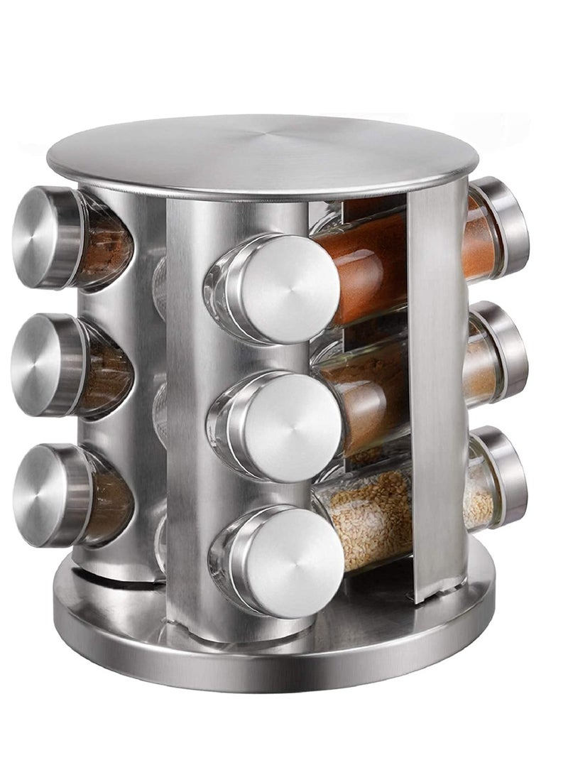 ELTRAZONE 12-Glass Bottle Deluxe Spice Rack Spice Carousel Spice Organizer Seasoning Organizer Seasoning Rack Seasoning Carousel - Image 1