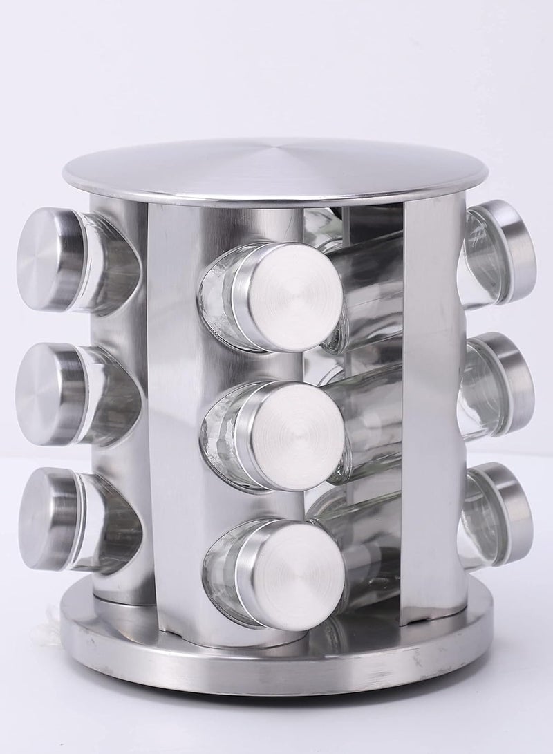 ELTRAZONE 12-Glass Bottle Deluxe Spice Rack Spice Carousel Spice Organizer Seasoning Organizer Seasoning Rack Seasoning Carousel - Image 2