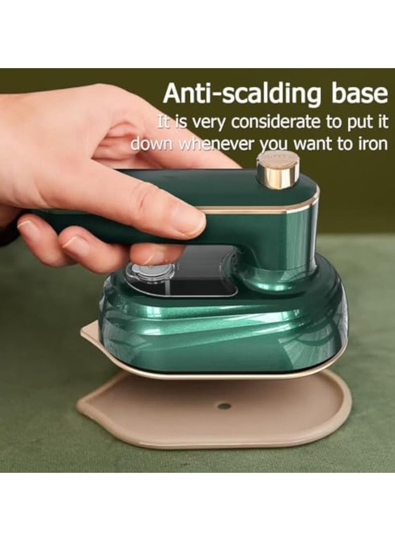 Hihonor Portable Steam Iron, Multi-functional Mini Iron, Wet & Dry, 90°-180° Rotatable Ironing Head, 2 in 1 Mini Travel Steam Iron, 50ml Water Tank, Anti-Scald Stand Design (Green)  - Image 3