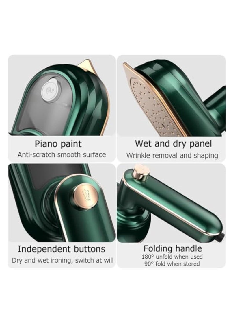 Hihonor Portable Steam Iron, Multi-functional Mini Iron, Wet & Dry, 90°-180° Rotatable Ironing Head, 2 in 1 Mini Travel Steam Iron, 50ml Water Tank, Anti-Scald Stand Design (Green)  - Image 5