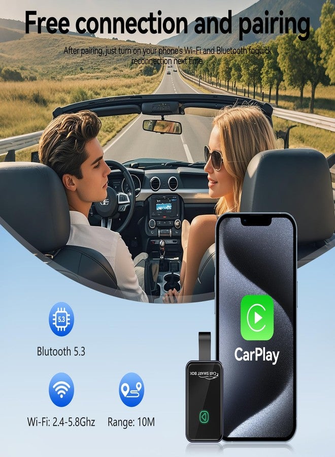 محول CarPlay لاسلكي لأجهزة iPhone - اتصال تلقائي بشبكة WiFi 5G، التوصيل والتشغيل في ثوانٍ، محول لتحويل CarPlay السلكي إلى لاسلكي، متوافق مع Apple CarPlay (سيارات 2015+، نظام iOS) - Image 4