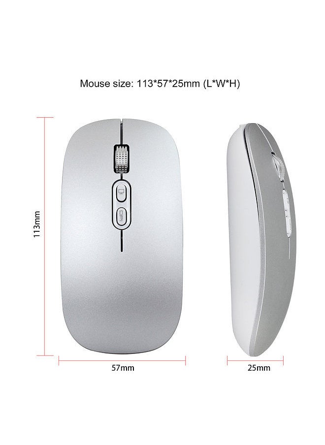 HXSJ - M103 Rechargeable Wireless Mouse 2.4G Wireless Mouse Ultra-thin Mute Mouse 3 Adjustable DPI Built-in 500mAh Battery Sliver - Image 1
