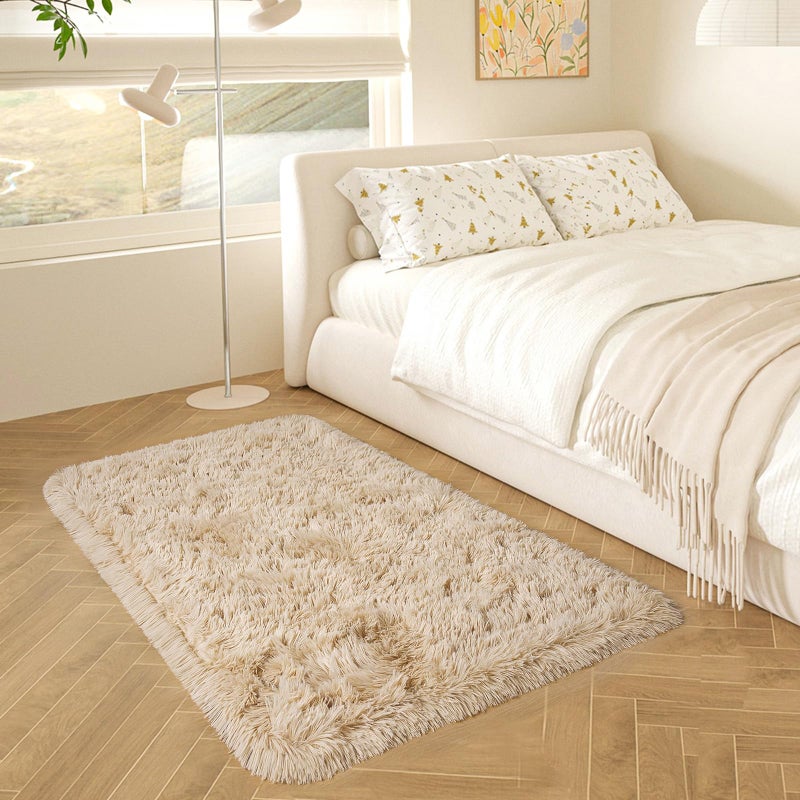 HOMORE Small Rugs for Bedroom 2x3 Feet Beige Rug for Bedroom Bedside Soft Fluffy Area Rugs for Desk Indoor Entrance Door Mat  Small Runner Rugs and Carpets for Dorm Nursery  Light Tan - Image 1