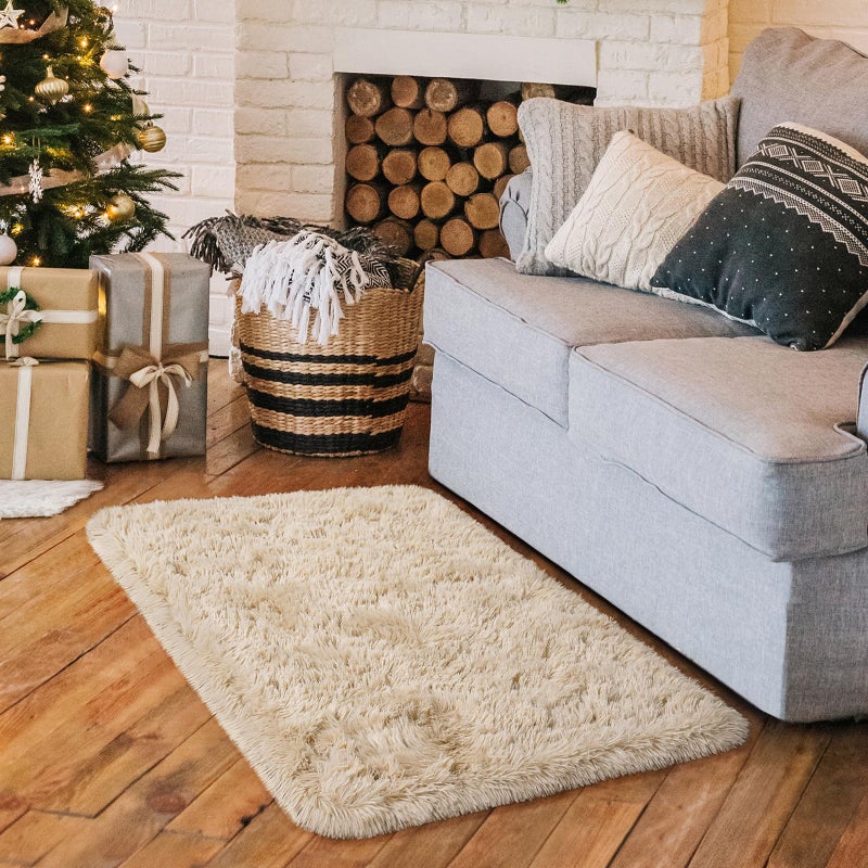 HOMORE Small Rugs for Bedroom 2x3 Feet Beige Rug for Bedroom Bedside Soft Fluffy Area Rugs for Desk Indoor Entrance Door Mat  Small Runner Rugs and Carpets for Dorm Nursery  Light Tan - Image 3