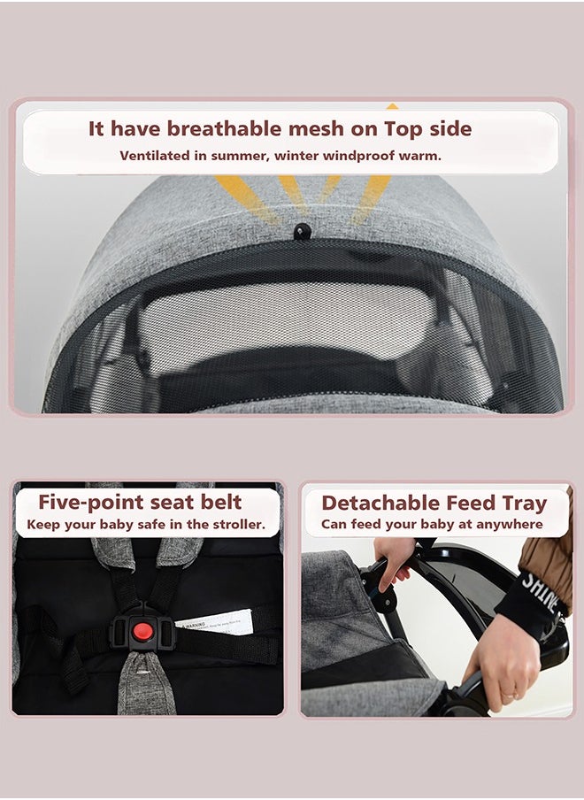 Generic Lightweight Baby Stroller, Travel Stroller with Large Storage Basket, Multi-Position Reclining Seat, One-Hand Steer, Compact Stroller, Infant and Toddler Stroller,Slate Gray  - Image 5