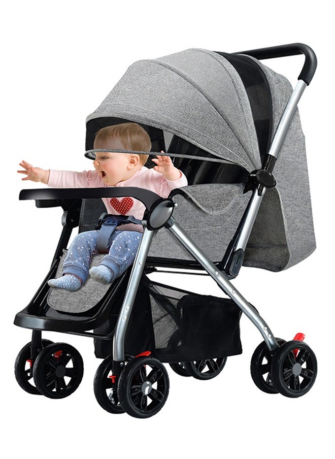 Generic Lightweight Baby Stroller, Travel Stroller with Large Storage Basket, Multi-Position Reclining Seat, One-Hand Steer, Compact Stroller, Infant and Toddler Stroller,Slate Gray  - Image 2