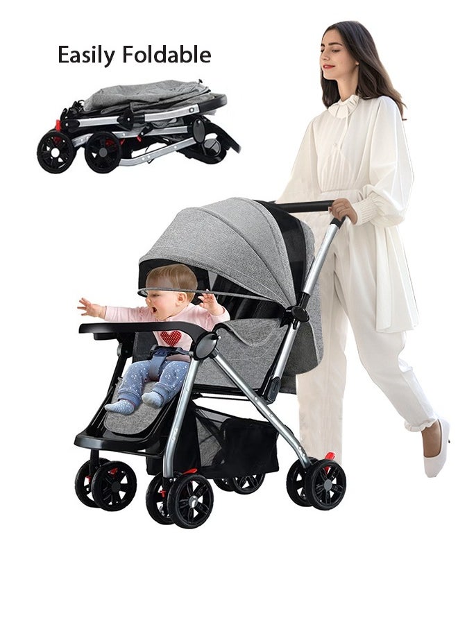 Generic Lightweight Baby Stroller, Travel Stroller with Large Storage Basket, Multi-Position Reclining Seat, One-Hand Steer, Compact Stroller, Infant and Toddler Stroller,Slate Gray  - Image 1