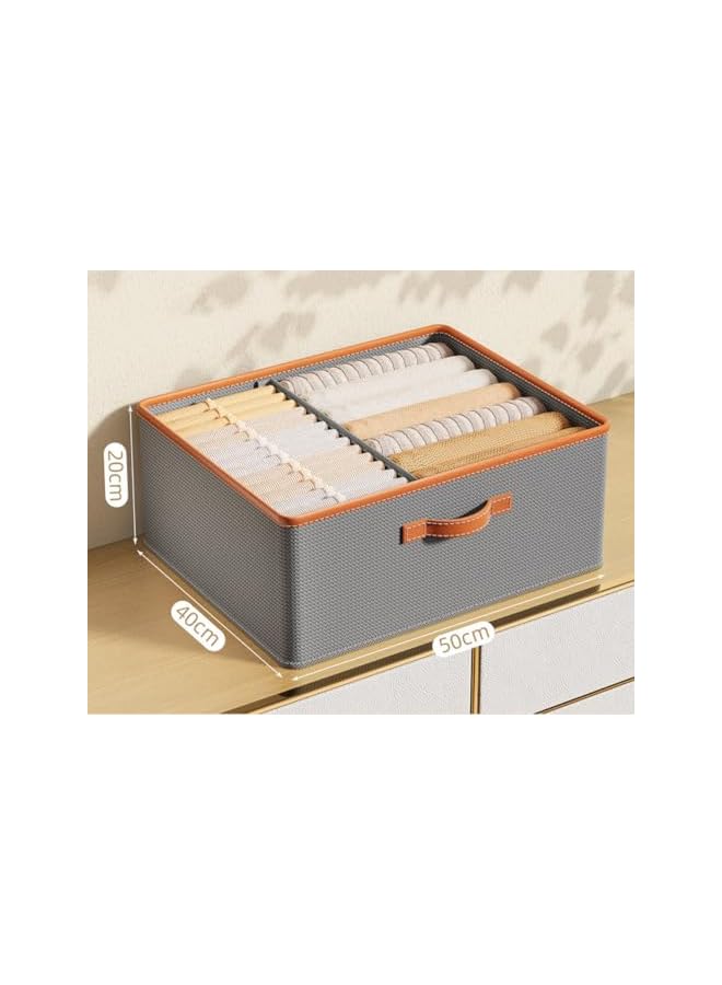 Green Tiger Linen Closet Organizers and Storage Baskets with Divider, Extra Large Storage Boxes for Wardrobe Shelf Laundry Room, Gray, 2-Pack - Image 2