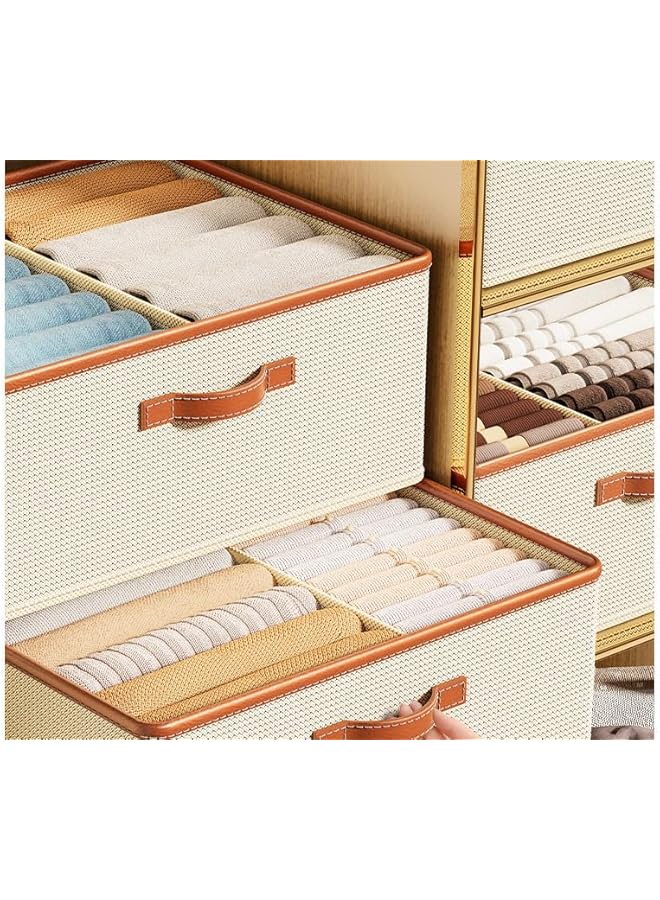 Green Tiger Linen Closet Organizers and Storage Baskets with Divider, Extra Large Storage Boxes for Wardrobe Shelf Laundry Room, Gray, 2-Pack - Image 3