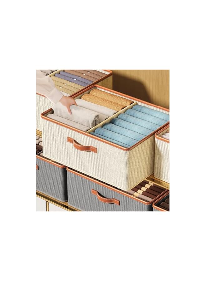 Green Tiger Linen Closet Organizers and Storage Baskets with Divider, Extra Large Storage Boxes for Wardrobe Shelf Laundry Room, Gray, 2-Pack - Image 4