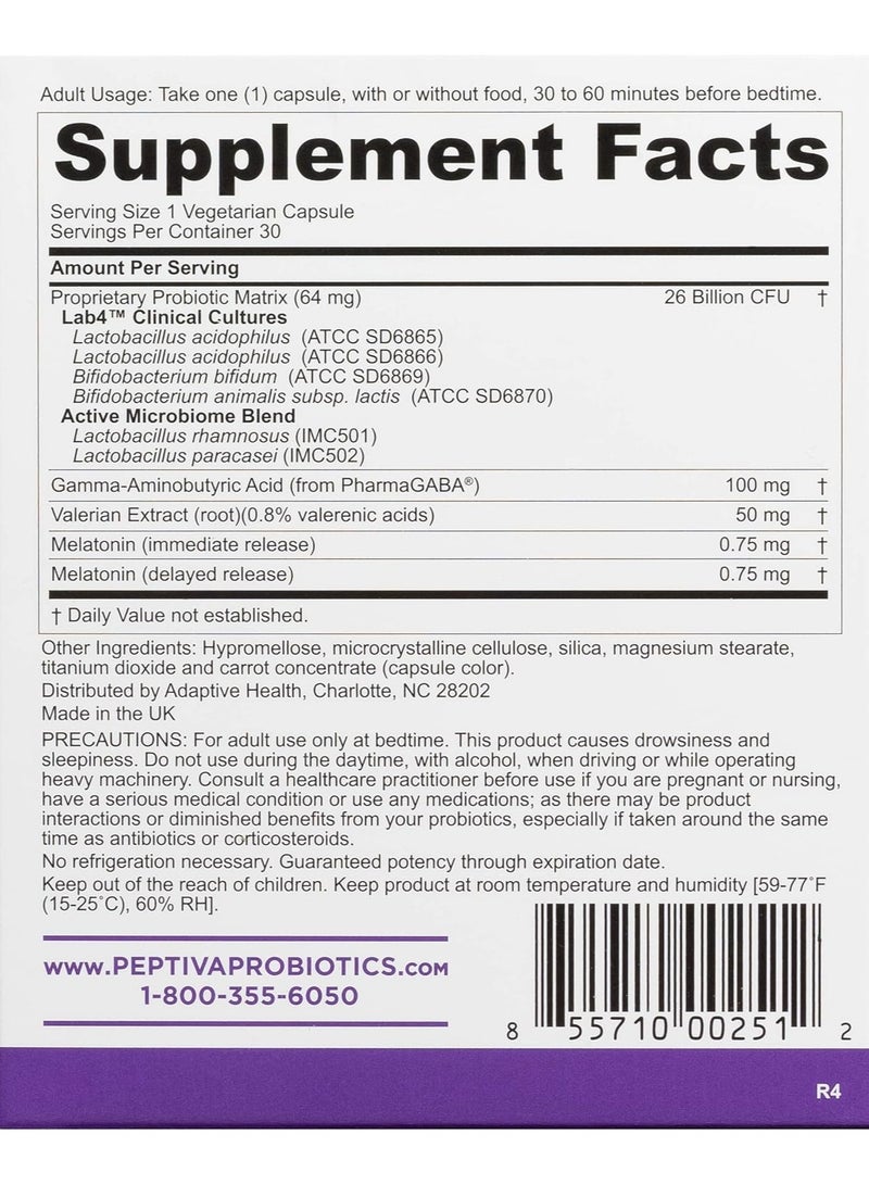 Peptiva 26 Billion CFU Probiotic and Sleep Support - Clinically Validated Multi-Strain Probiotic - Lactobacillus and Bifidobacterium, Melatonin - 30 Count - Image 2