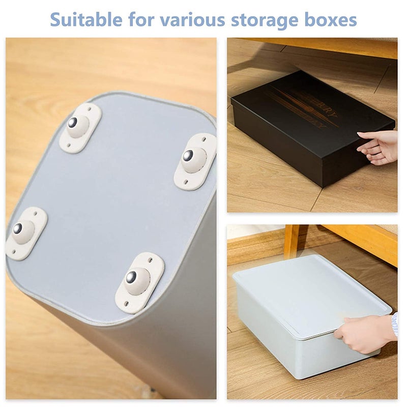 OLWICK Stainless Steel Self Adhesive 360 Degree Rotation Mini Swivel Casters Wheels Pulley Universal Wheels for Furniture Various Storage Boxes Pack Of 16 - Image 2